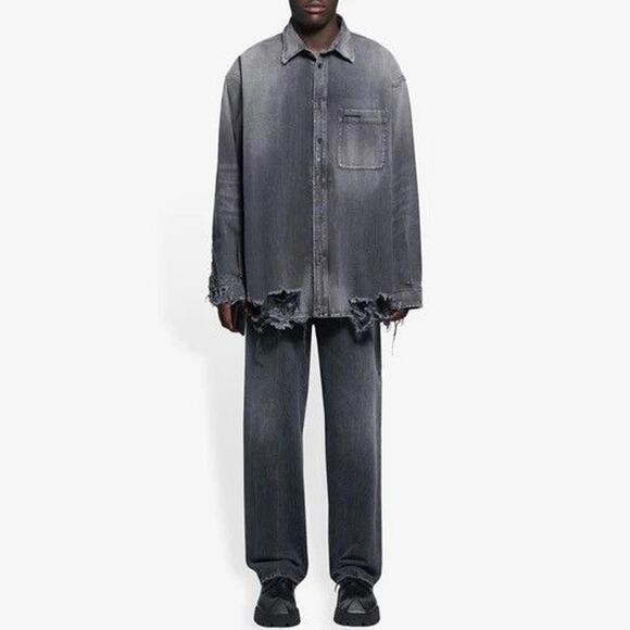 Balenciaga destroyed denim shirt
